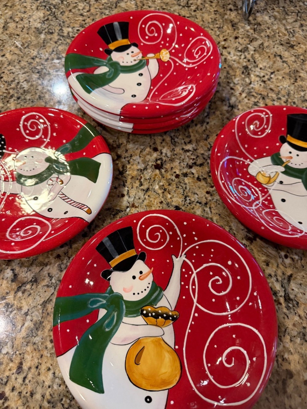 Dansk Christmas Snowman Salad/Dessert Plates EIGHT (8)